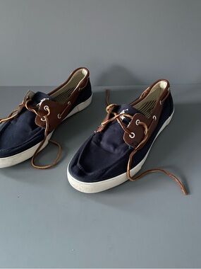 Polo Ralph Lauren Rylander Canvas Leather Comfort Boat Deck Shoe 12 Preppy Navy